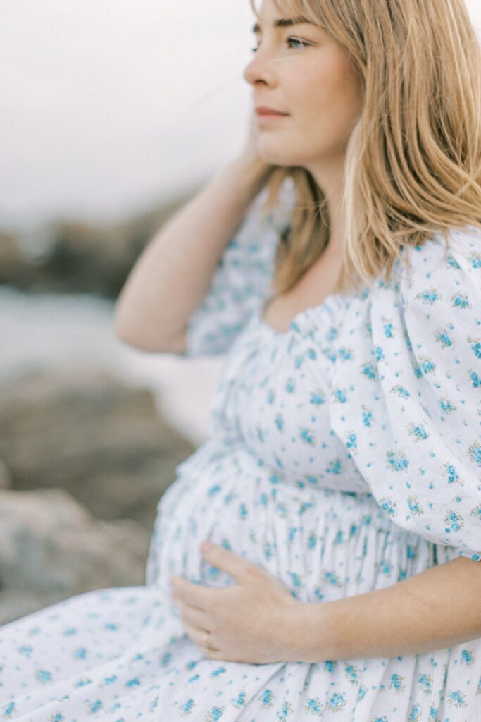 Ventura County maternity photos at the beach during golden hour, pregnant mother in flowing neutral dress at Oxnard Beach Park, coastal maternity photography inspiration in Southern California, what to wear for maternity photos in Ventura County, luxury maternity session near Ojai and Ventura beaches, romantic pregnancy photos with soft natural light, California maternity photographer capturing emotional motherhood moments outdoors, ventura county maternity, ventura county maternity photographer