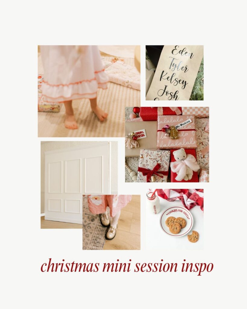 Santa photos in Ventura County featuring a cozy holiday studio setup designed for Santa mini sessions, Christmas studio setup for Santa mini sessions Ventura County, Ventura County Holiday Minis, Ventura Holiday Minis, Ventura Santa Minis, Thousand Oaks Santa Minis, Holiday photography set inspiration for Santa photos in Ventura County, Elegant holiday photography backdrop for Santa photos and Christmas mini sessions, what to wear for holiday mini photos with Santa, Santa mini session Moorpark